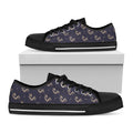 Blue And Beige Mantis Pattern Print Black Low Top Sneakers