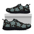 Blue And Black Sea Turtle Pattern Print Black Running Shoes