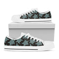 Blue And Black Sea Turtle Pattern Print White Low Top Sneakers