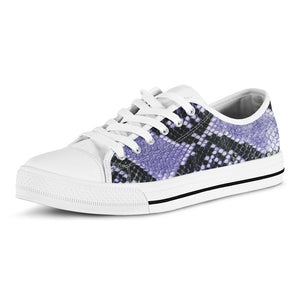 Blue And Black Snakeskin Print White Low Top Sneakers