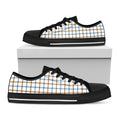 Blue And Brown Tattersall Pattern Print Black Low Top Sneakers