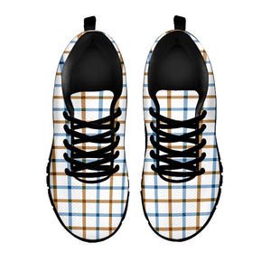 Blue And Brown Tattersall Pattern Print Black Running Shoes