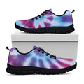 Blue And Purple Spiral Tie Dye Print Black Running Shoes