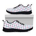 Blue And Purple Tattersall Pattern Print Black Running Shoes