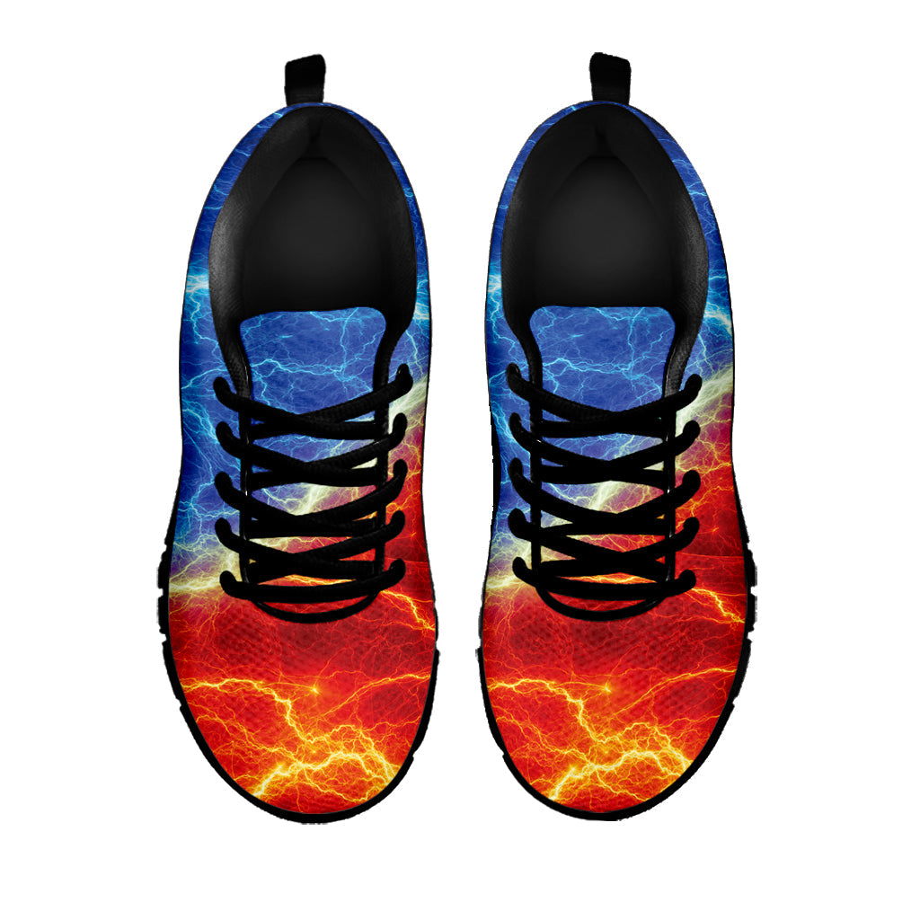 Blue And Red Lightning Print Black Running Shoes