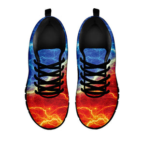 Blue And Red Lightning Print Black Running Shoes