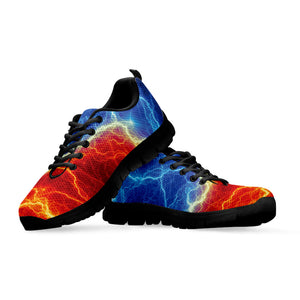 Blue And Red Lightning Print Black Running Shoes