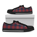 Blue And Red Tartan Pattern Print Black Low Top Sneakers