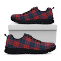 Blue And Red Tartan Pattern Print Black Running Shoes