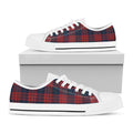 Blue And Red Tartan Pattern Print White Low Top Sneakers