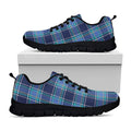 Blue And Teal Tartan Pattern Print Black Running Shoes