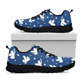 Blue And White Angel Pattern Print Black Running Shoes