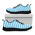 Blue And White Harlequin Pattern Print Black Running Shoes