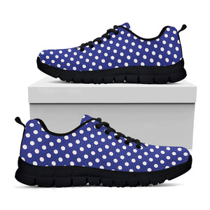 Blue And White Polka Dot Pattern Print Black Running Shoes