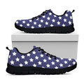 Blue And White USA Star Pattern Print Black Running Shoes