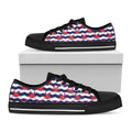 Blue And White Wave Crab Pattern Print Black Low Top Sneakers