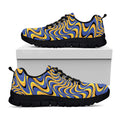 Blue And Yellow Motion Illusion Print Black Running Shoes