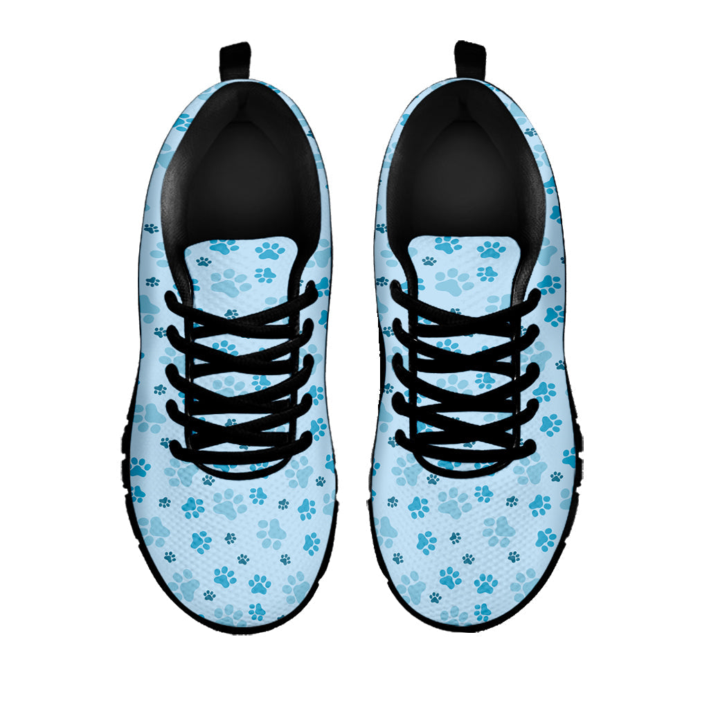 Blue Animal Paw Pattern Print Black Running Shoes