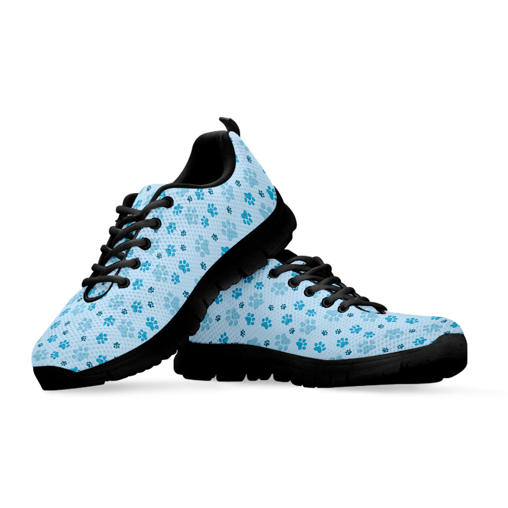 Blue Animal Paw Pattern Print Black Running Shoes