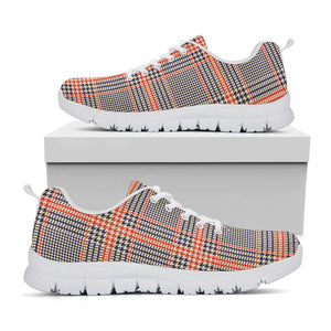 Blue Beige And Orange Glen Plaid Print White Running Shoes