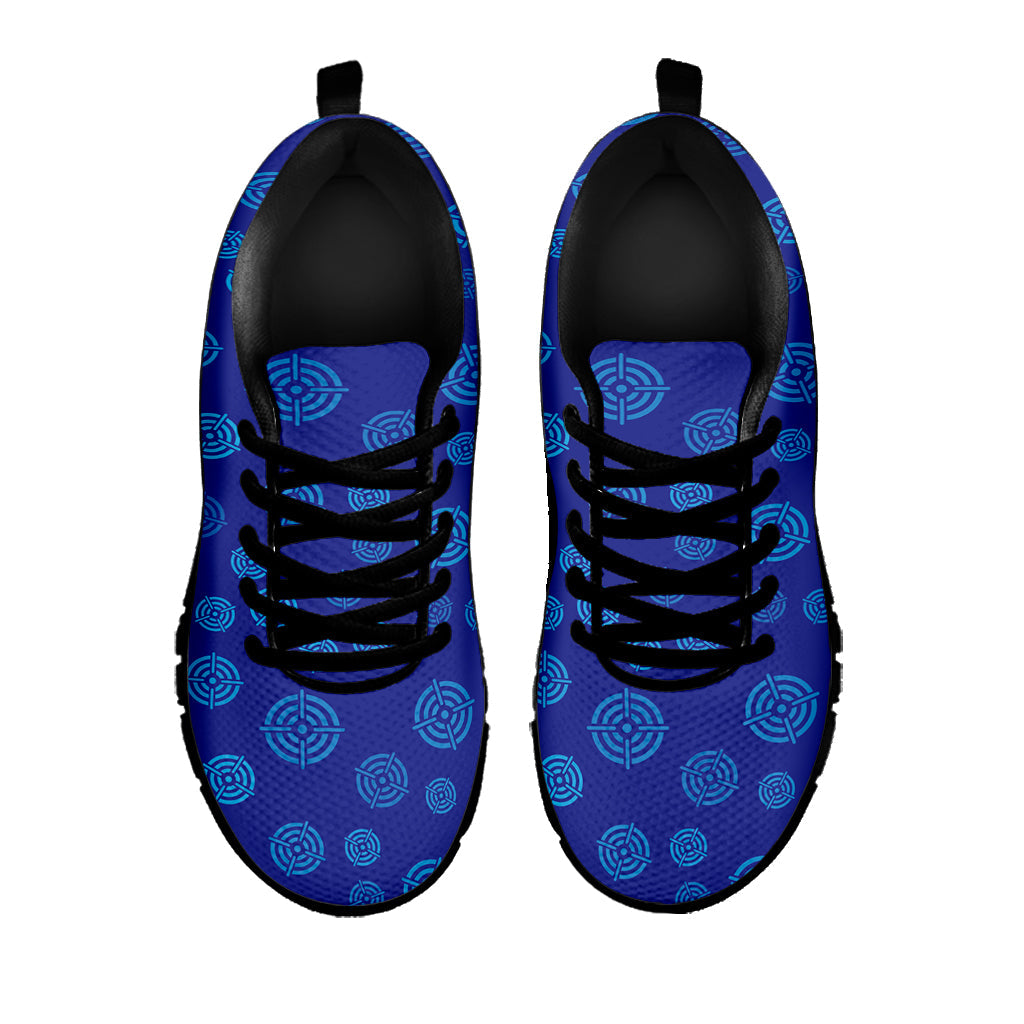 Blue Bullseye Target Pattern Print Black Running Shoes
