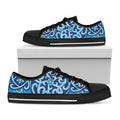 Blue Celtic Symbol Print Black Low Top Sneakers