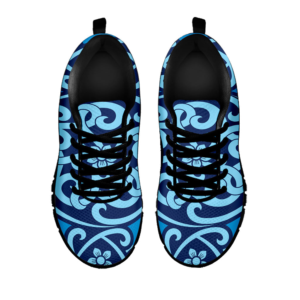 Blue Celtic Symbol Print Black Running Shoes