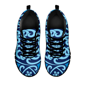 Blue Celtic Symbol Print Black Running Shoes