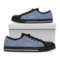 Blue Denim Jeans Pattern Print Black Low Top Sneakers