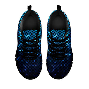 Blue Disco Lights Pattern Print Black Running Shoes