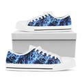 Blue Electric Lightning Print White Low Top Sneakers
