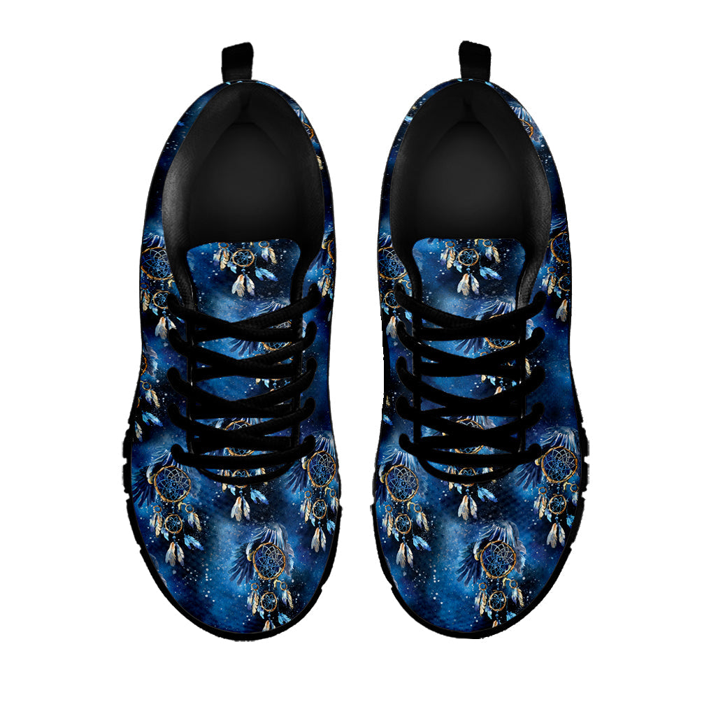 Blue Galaxy Dream Catcher Pattern Print Black Running Shoes