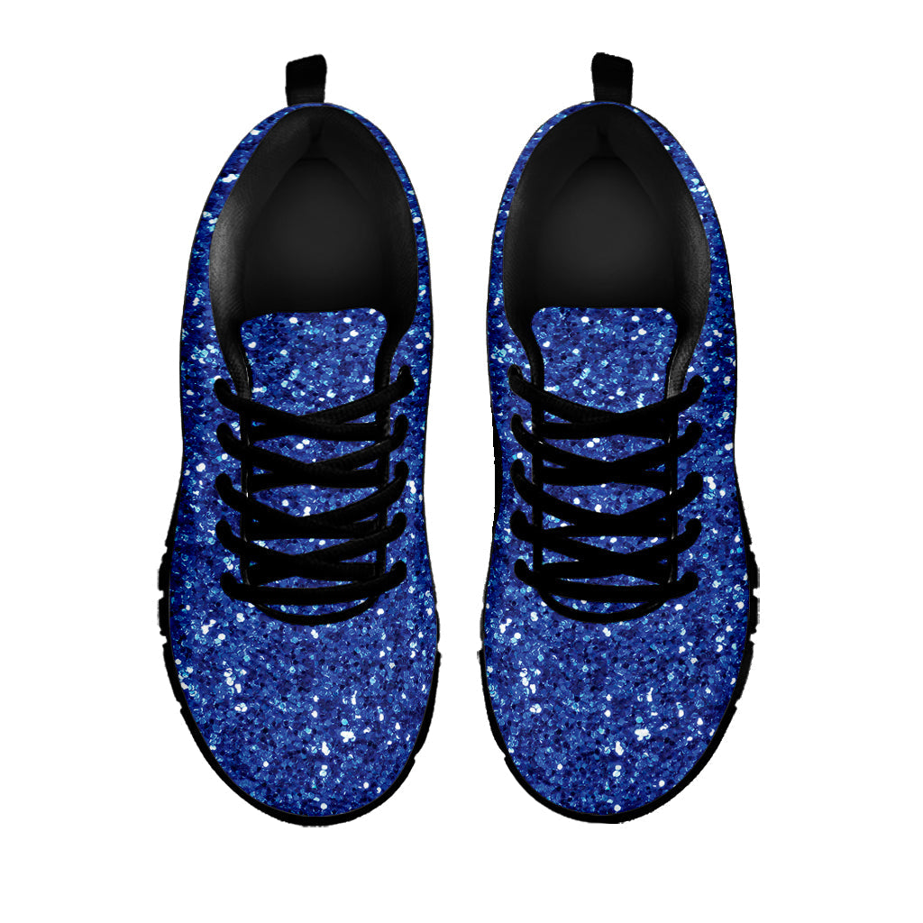 Blue (NOT Real) Glitter Print Black Running Shoes