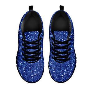 Blue (NOT Real) Glitter Print Black Running Shoes