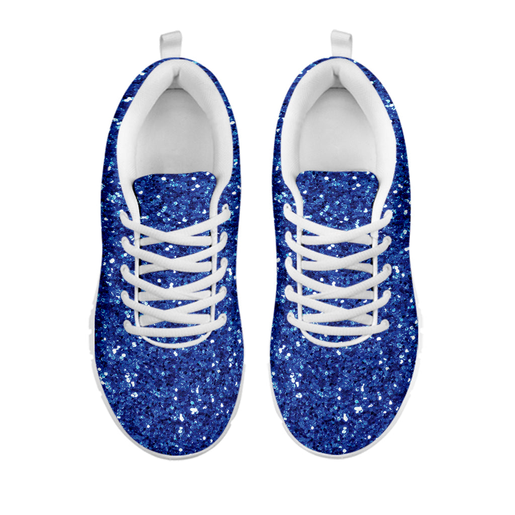 Blue (NOT Real) Glitter Print White Running Shoes