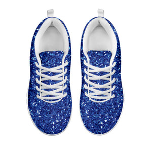 Blue (NOT Real) Glitter Print White Running Shoes