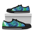 Blue Green And White Tie Dye Print Black Low Top Sneakers