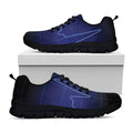 Blue Heartbeat Print Black Running Shoes