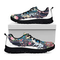 Blue Japanese Dragon Tattoo Print Black Running Shoes