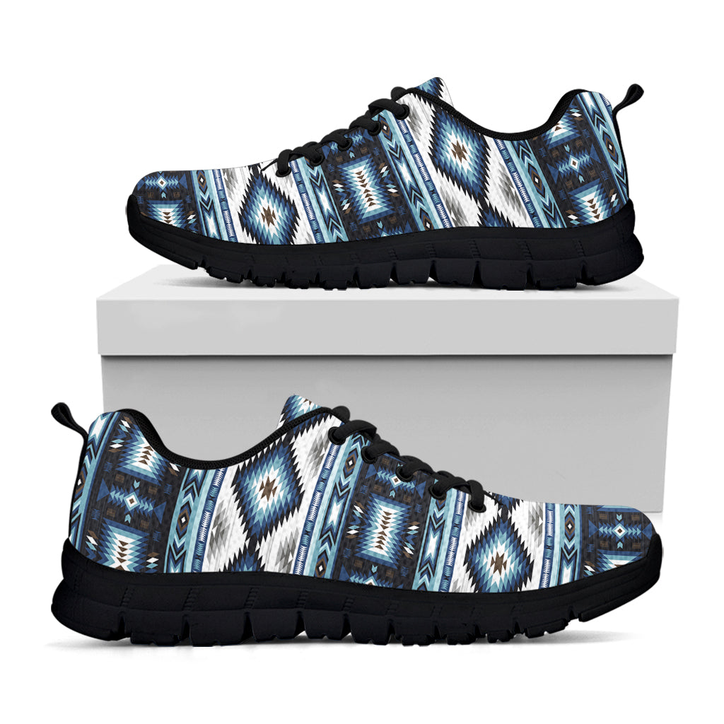 Blue Native Navajo Print Black Running Shoes