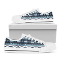 Blue Native Navajo Print White Low Top Sneakers