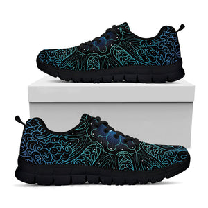Blue Om Mandala Print Black Running Shoes