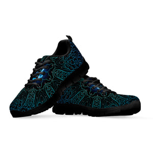 Blue Om Mandala Print Black Running Shoes