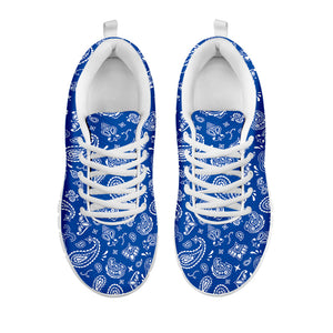 Blue Paisley Bandana Pattern Print White Running Shoes
