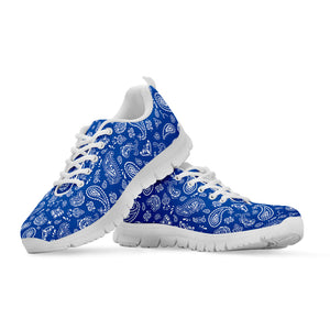 Blue Paisley Bandana Pattern Print White Running Shoes