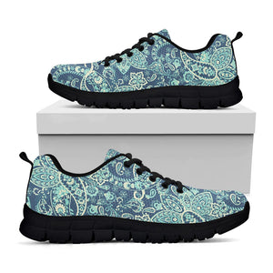 Blue Sky Paisley Bohemian Pattern Print Black Running Shoes