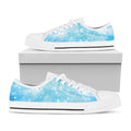 Blue Sparkle Light Print White Low Top Sneakers