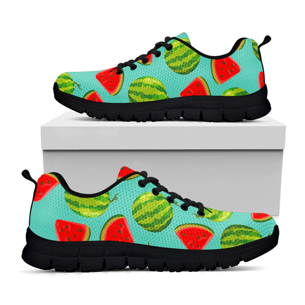 Blue Summer Watermelon Pattern Print Black Running Shoes