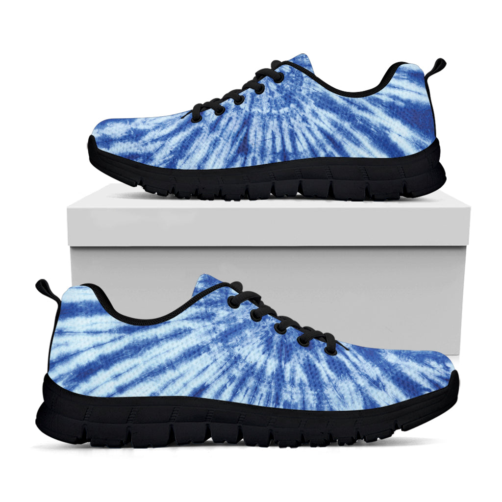 Blue Tie Dye Print Black Running Shoes