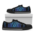 Blue Viking Norse God Odin Print Black Low Top Sneakers